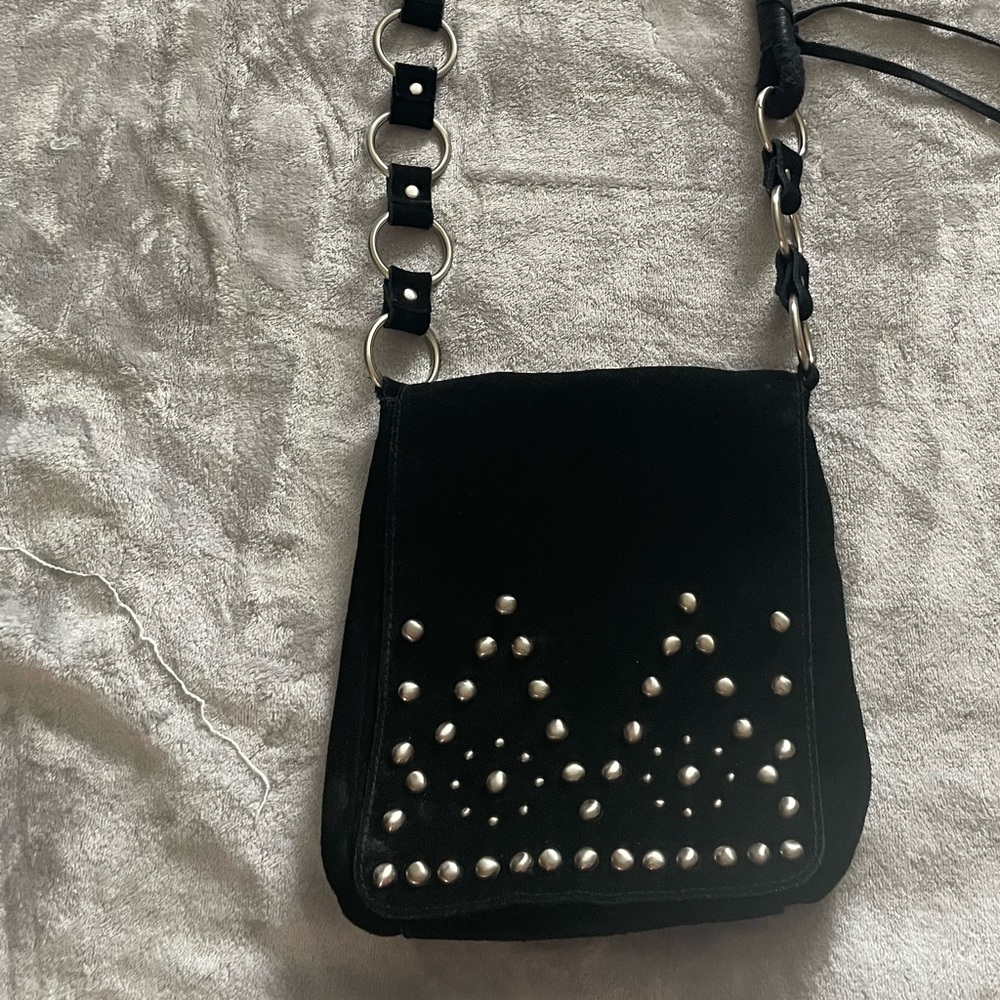 Speigel Details 100% Suede/leather Purse Western Style with a Chain Linked Strap